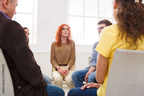 Meeting of support group, therapy session © Prostock-studio