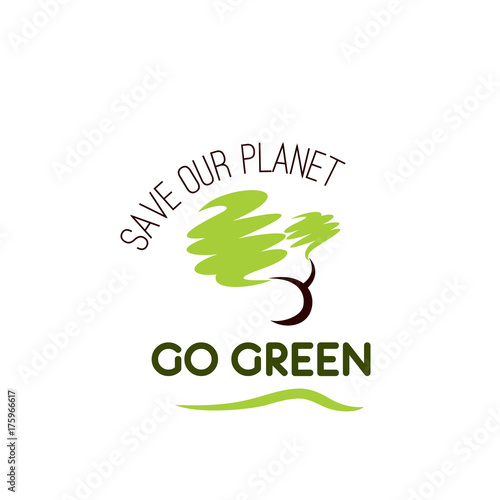 Go green save planet ecology tree vector icon
