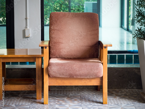 Vintage brown chair for relax and rest slow life.