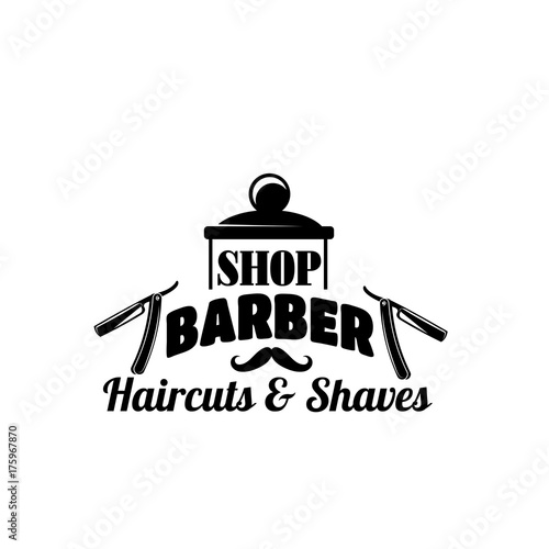 Fotografie Barbershop vector mustache and razor vector icon