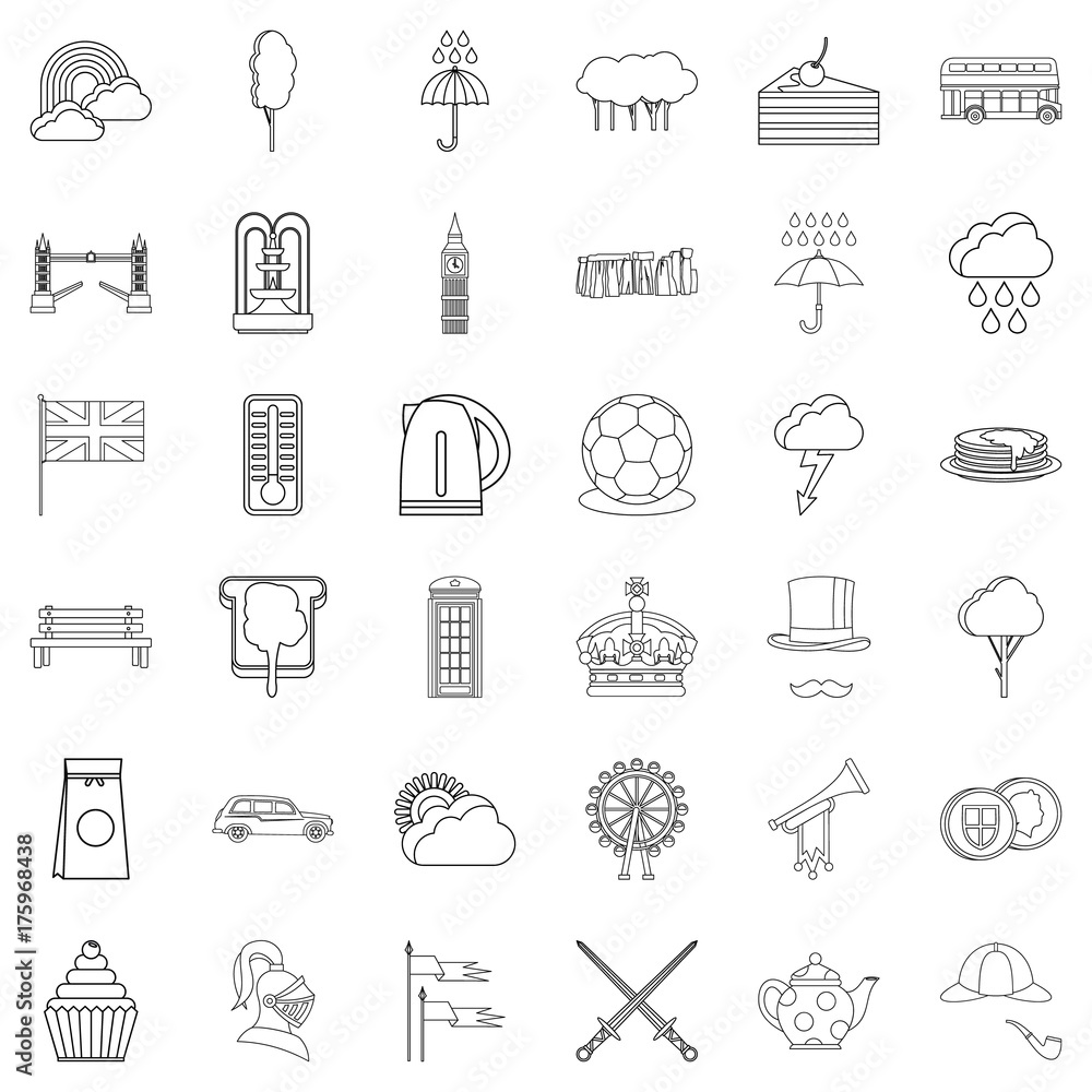 Crown icons set, outline style Crown icons set, outline style