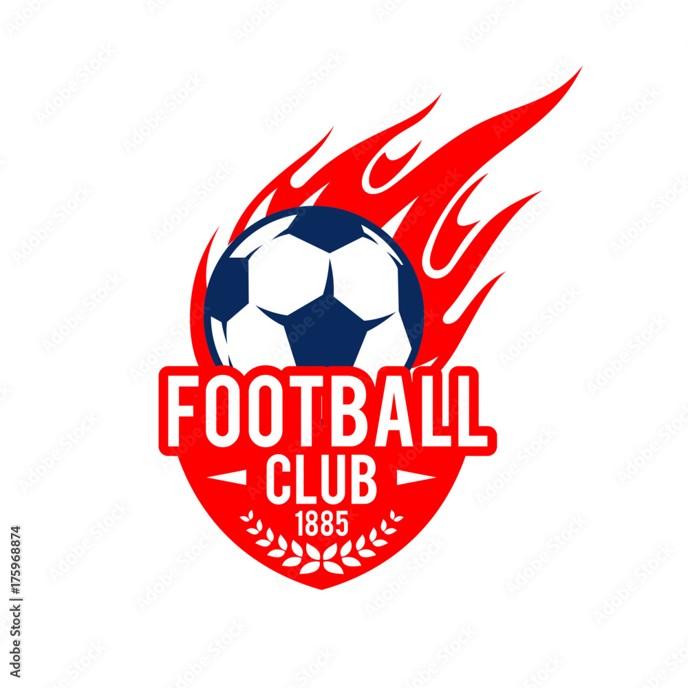 Naklejka premium Football soccer club badge vector fire ball icon