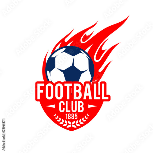 Football soccer club badge vector fire ball icon