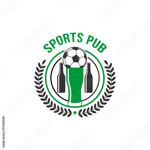 Sport pub soccer pub, football ball vector icon