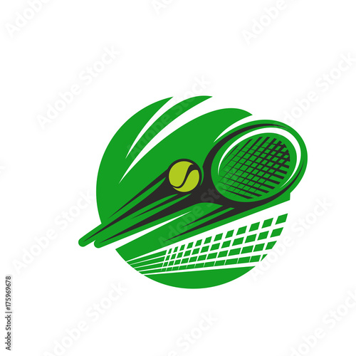 Tennis ball and racket sport team club vector icon