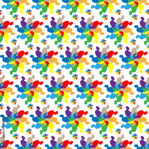 vector abstract pattern of colored geometric shapes in the form of flowers with irregular petals on a white background