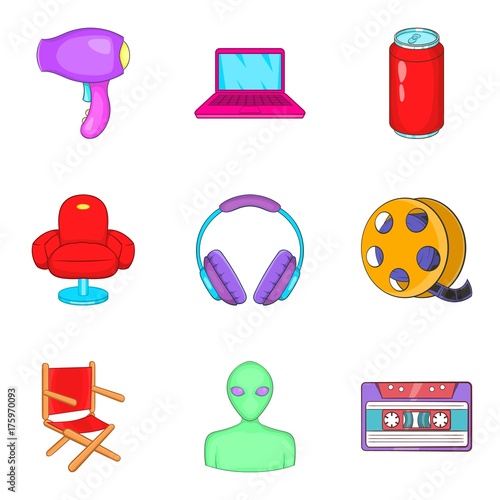 Makeup man icons set, cartoon style