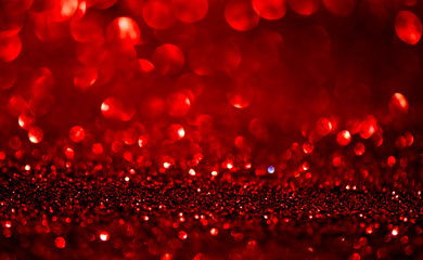 bokeh Red festive Christmas abstract background or with blank space