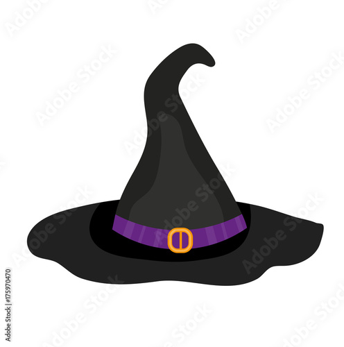 Hat witch icon is a flat style. Isolated on white background. Vector illustration