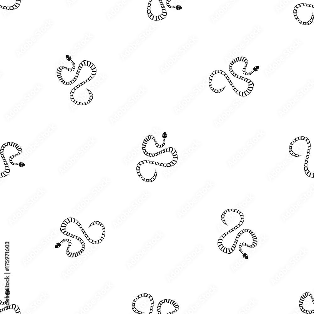 White striped snake pattern seamless black