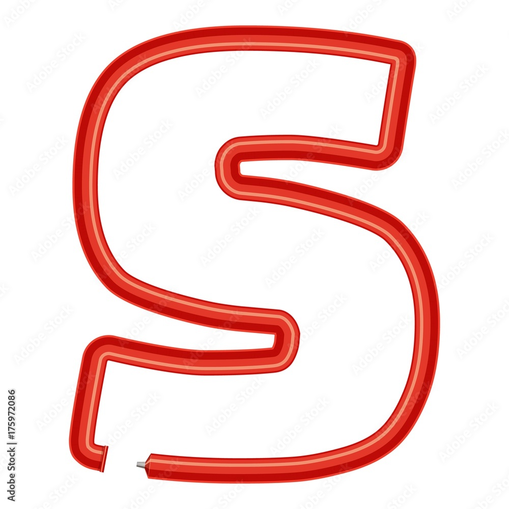 Letter s plastic tube icon, cartoon style Letter s plastic tube icon, cartoon style
