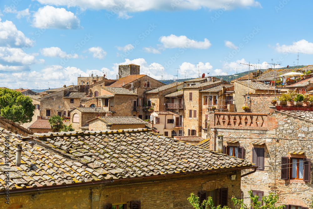 View of a district of old houses in Italy