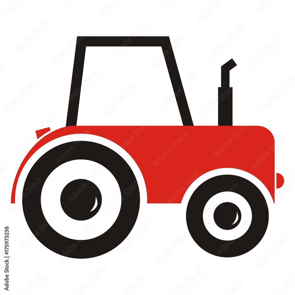 Obraz premium Red tractor, vector icon