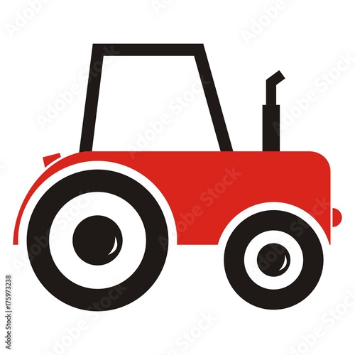 Red tractor, vector icon
