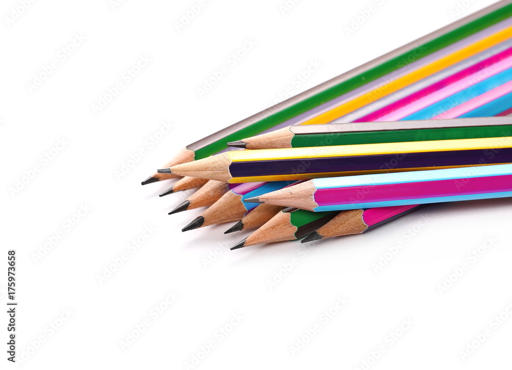 Sharp wooden graphite pencils isolated on white Sharp wooden graphite pencils isolated on white