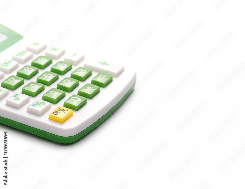 Green calculator isolated on white background Green calculator isolated on white background