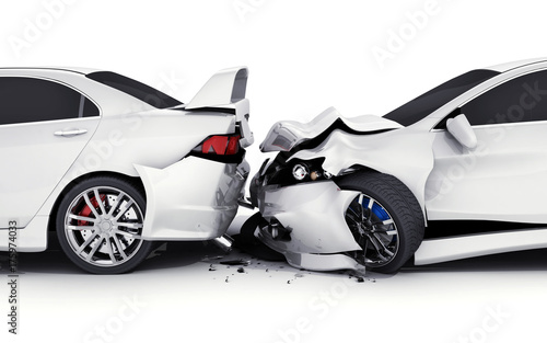 Photography Two white car crash