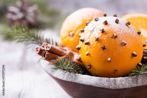 Aromatic Christmas orange with cloves