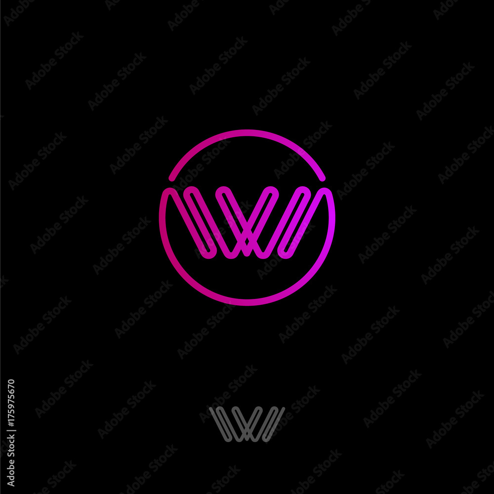 Obraz premium W logo. W monogram. Pink one line logo in a circle.