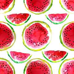 Deken met foto Watermeloen patronen Aquarel watermeloen zomers thema patroon  © ESW