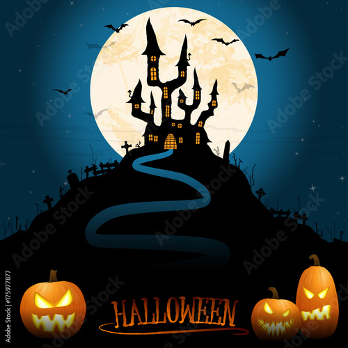 Halloween scary castle background