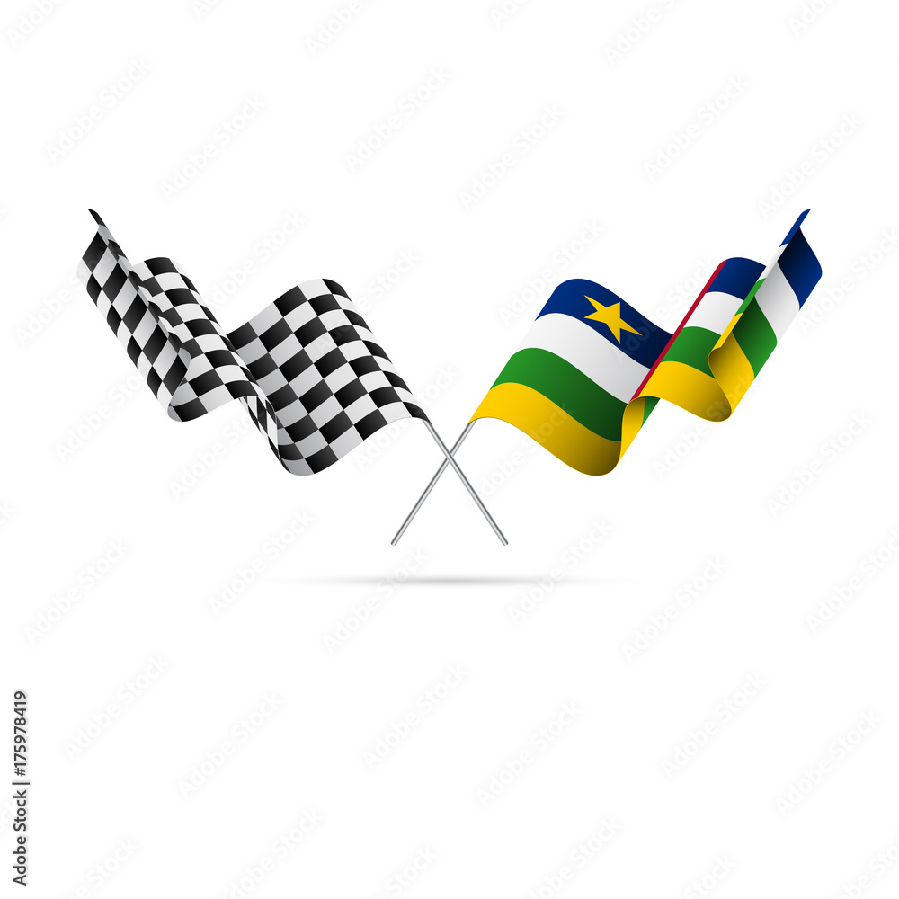Checkered and Central African Republic flags. Vector illustration.