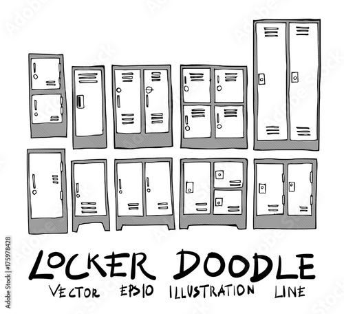 Set of locker doodle illustration Hand drawn Sketch line vector eps10