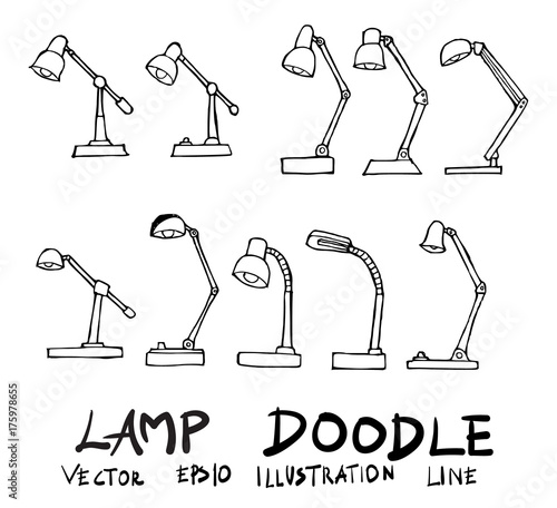 Set of lamp doodle illustration Hand drawn Sketch line vector eps10