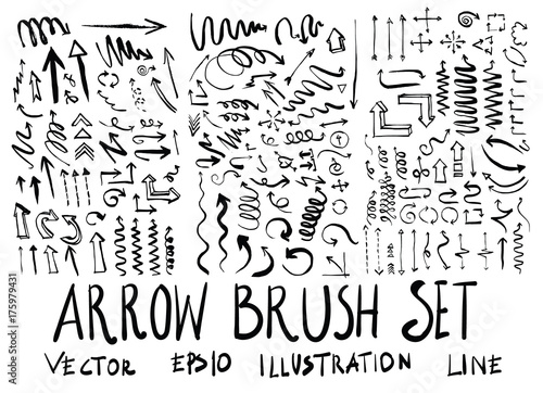Hand drawn arrow isolated. Vector sketch black and white background illustration icon doodle eps10