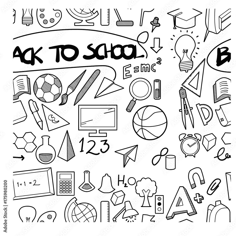 back to school doodle seamless backround pattern sketch vector ink eps10 back to school doodle seamless backround pattern sketch vector ink eps10