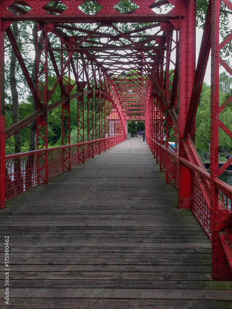 Red harbor brigde in the Berlin district of Tegel Red harbor brigde in the Berlin district of Tegel