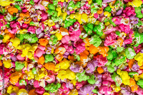 background of rainbow sugar popcorn photo