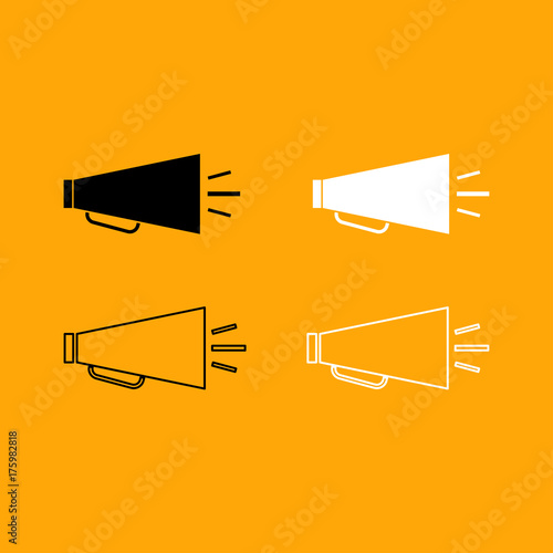 Retro loudspeaker black and white set icon.