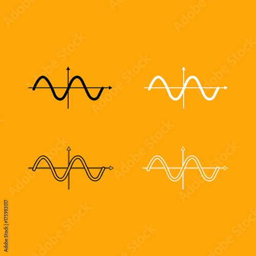 Sinewave black and white set icon.