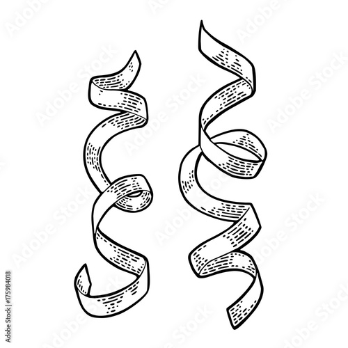 Serpentine ribbons. Vector vintage black engraving illustration.