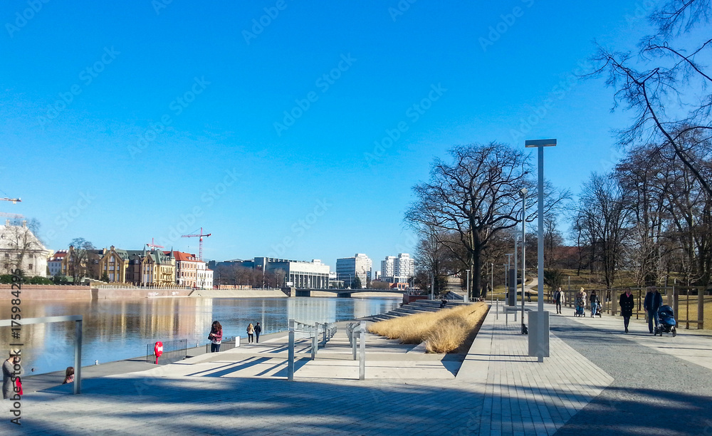 Sunny look for boulevard in Wroclaw City