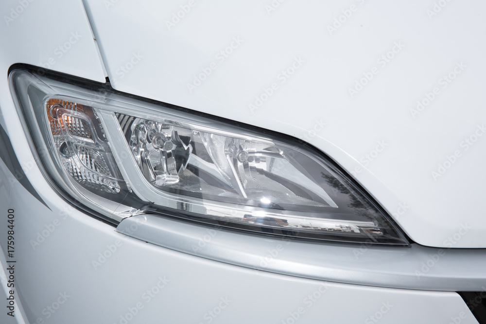 front Headlamp with light white commercial delivery truck