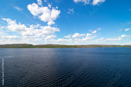 Beautiful coastal landscape in the Varanger fjord north of Kirkenes in Finnmark county, Norway.