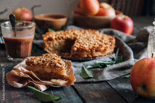 Homemade delicious crumble apple pie