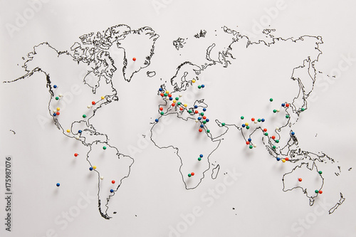 Pins in a map for world wonders photo