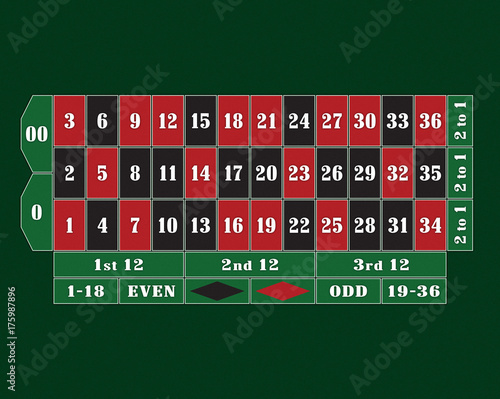 Traditional American Roulette Table raster illustration
