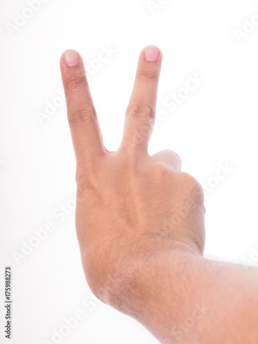 hand showing peace sign or victory sign