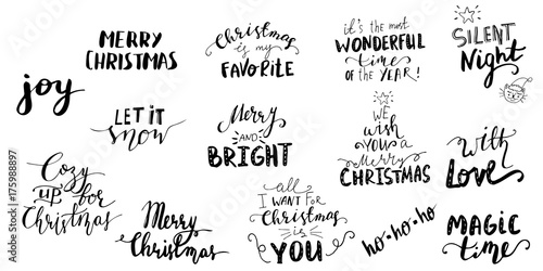 Set of Christmas lettering handwritten