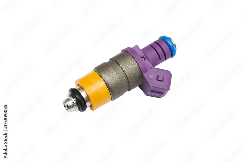 Used fuel injector isolated on white background. Used fuel injector isolated on white background.