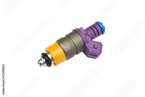 Used fuel injector isolated on white background.