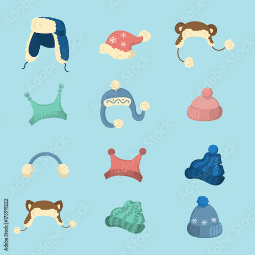 Winter hats set.