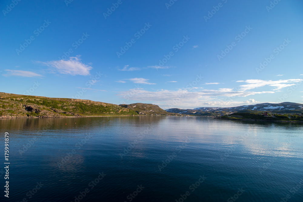 Beautiful landscape around the village of Batsfjord in Finnmark county, Norway.