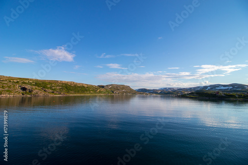Beautiful landscape around the village of Batsfjord in Finnmark county  Norway.
