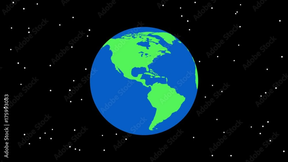 Earth globein dark space. Flat planet Earth icon spin. Video available in 4K FullHD and HD 2d render animation footage Earth globein dark space. Flat planet Earth icon spin. Video available in 4K FullHD and HD 2d render animation footage