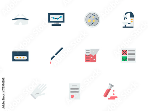 Medical expertise flat vector icons set